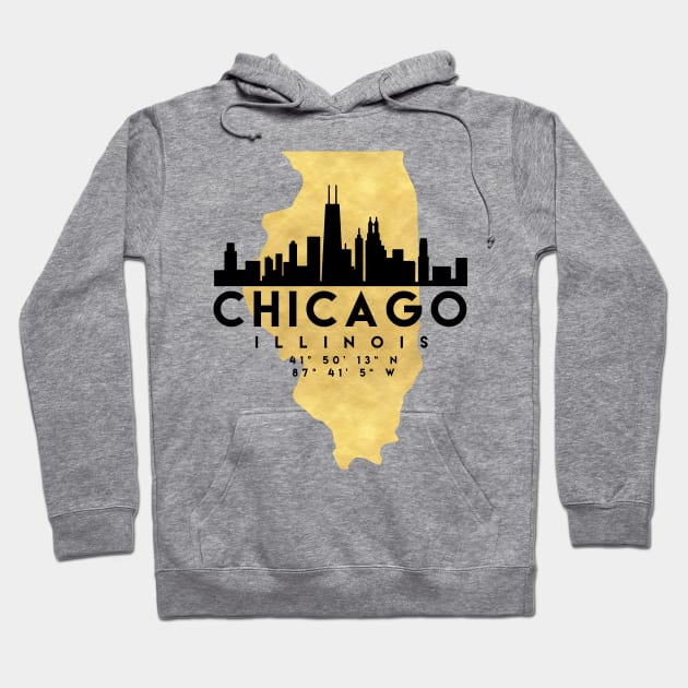 Chicago Illinois Skyline Map Art Hoodie by deificusArt